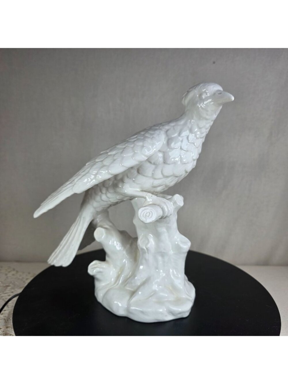 Tiffany & Co. Italy White Porcelain Bird Sculpture Perched on Branch Vintage